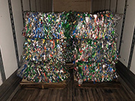 Recycling bales ready for shipment from Garner distribution facility